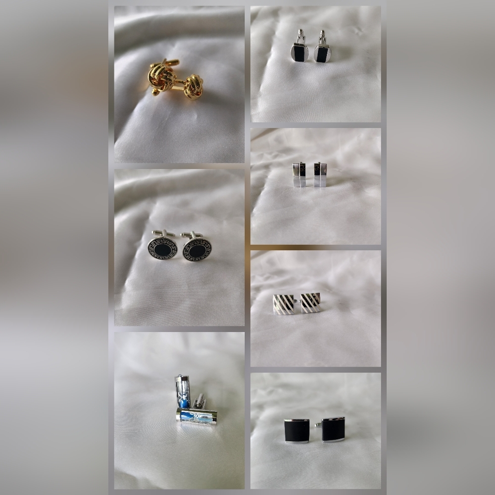 Elegant Black and Silver Cufflinks Set